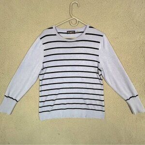 KARL LAGERFELD WOMENS SWEATER SIZE L BLUE WITH BLACK STRIPES